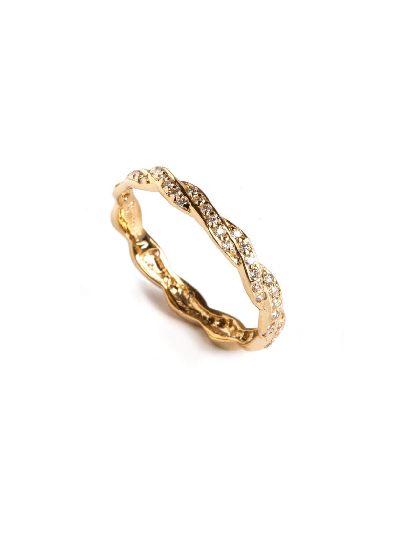 Levant Braided Ring with Diamonds