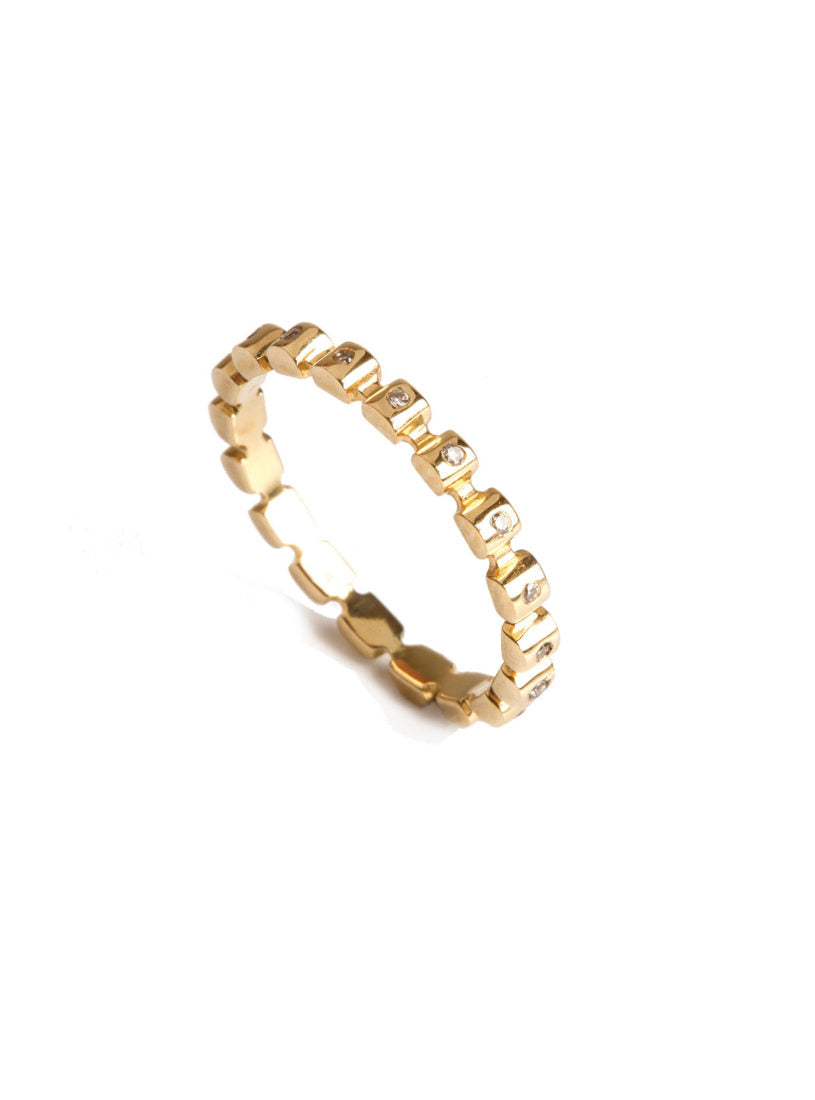 Levant Angular Beaded Ring with Diamonds