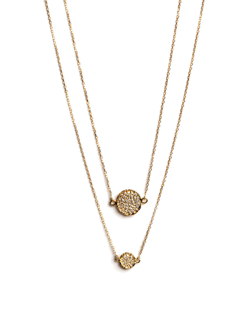 Levant Double Medallion Necklace with Diamonds