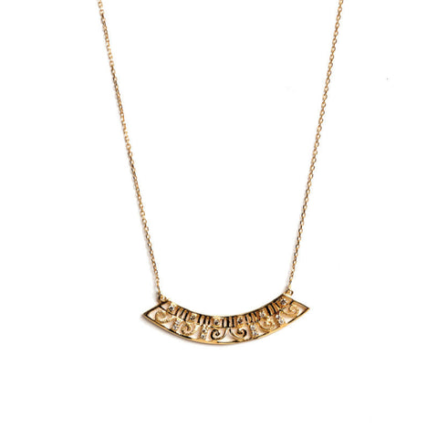 Levant Curved Wide Necklace with Diamonds
