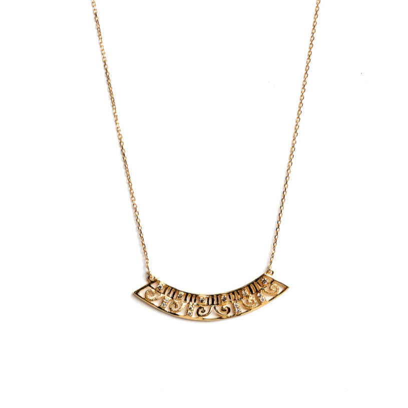 Levant Curved Wide Necklace with Diamonds