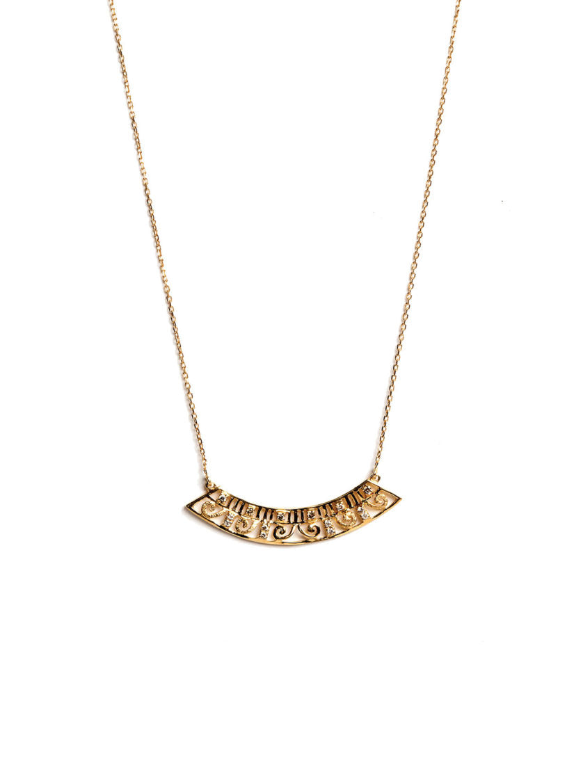 Levant Curved Wide Necklace with Diamonds