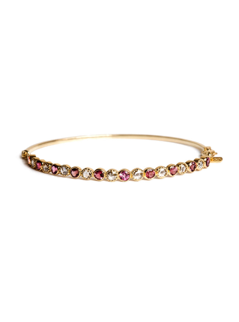 Freestyle Bracelet with Pink Tourmaline and Rose-cut Diamonds