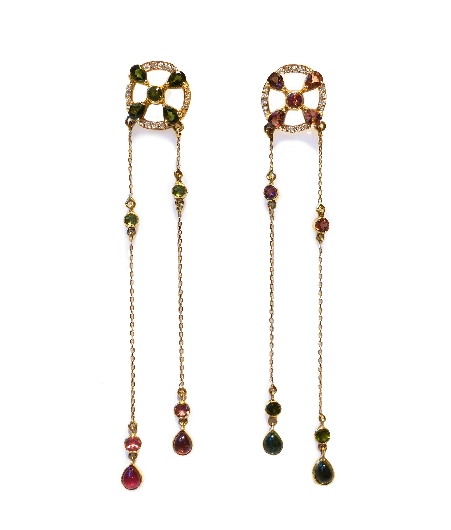 Arabesque Mismatch Color Dangling Earrings Hania Kuzbari Jewelry