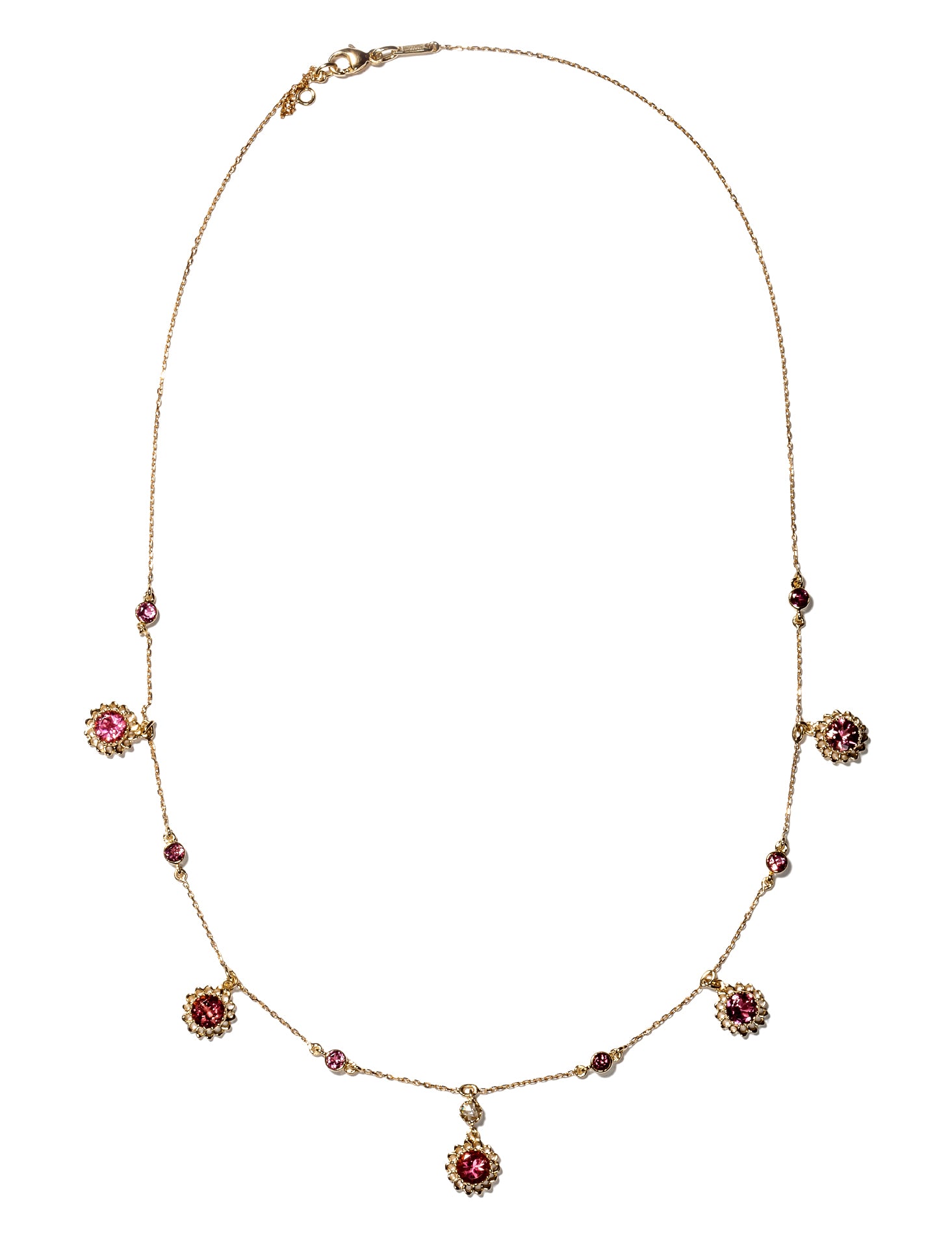 Aghabani Necklace with Pink Tourmalines, Diamonds and Floral Motif