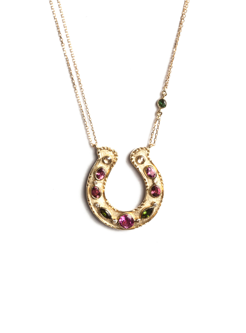Horseshoe Necklace with Multicolored Tourmalines and Diamonds