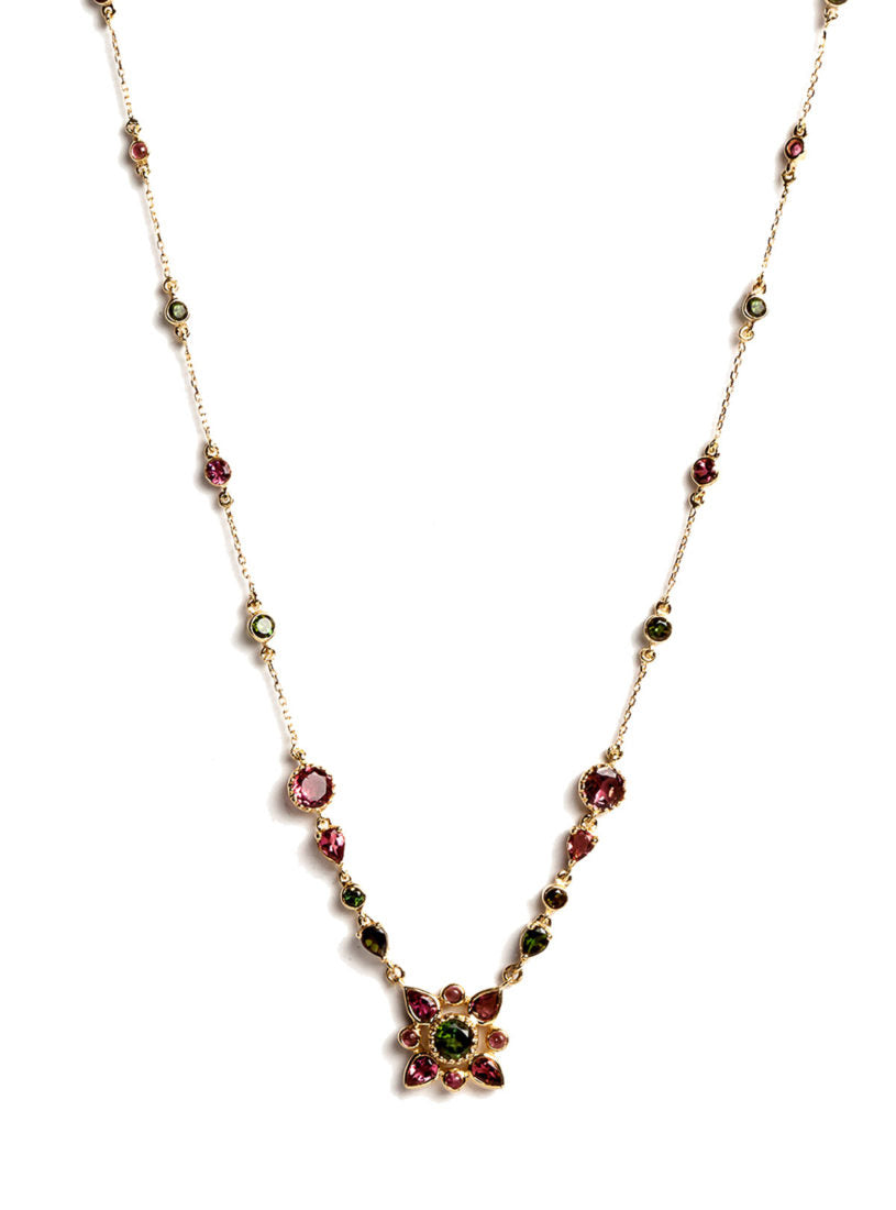 Arabesque Necklace with Multicolored Tourmalines and White Diamonds